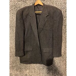 Cricketeer Men's Gray Tweed Blazer 50 R Herringbone Two-Button Formal
